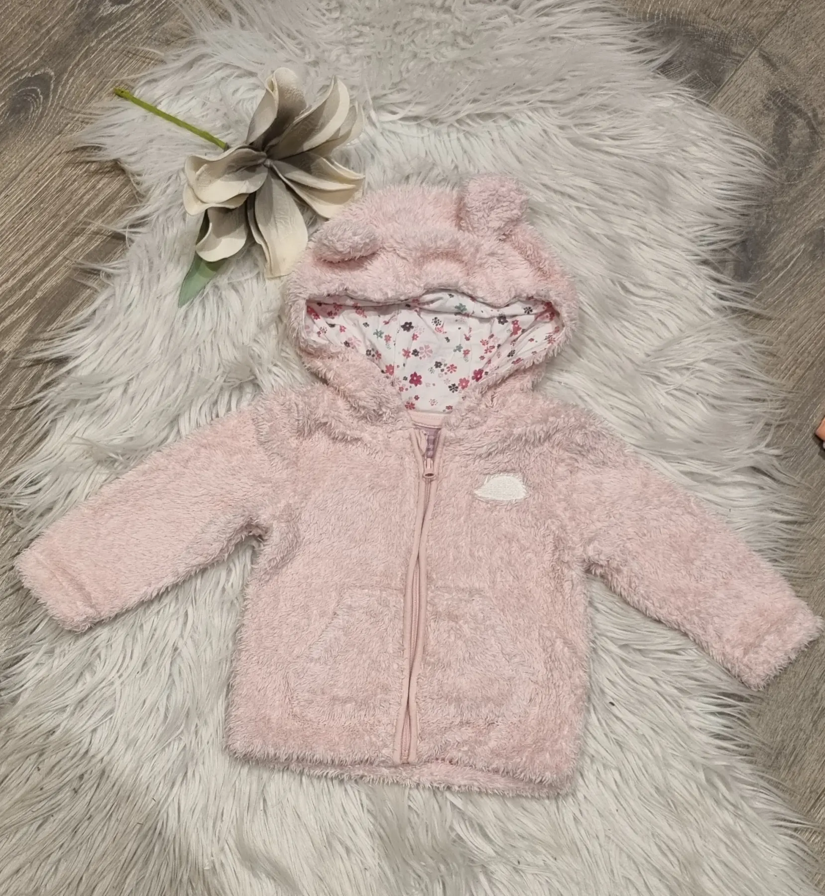 Teddyjacke Jäckchen Mädchen Gr. 68 ~Teddyohren~