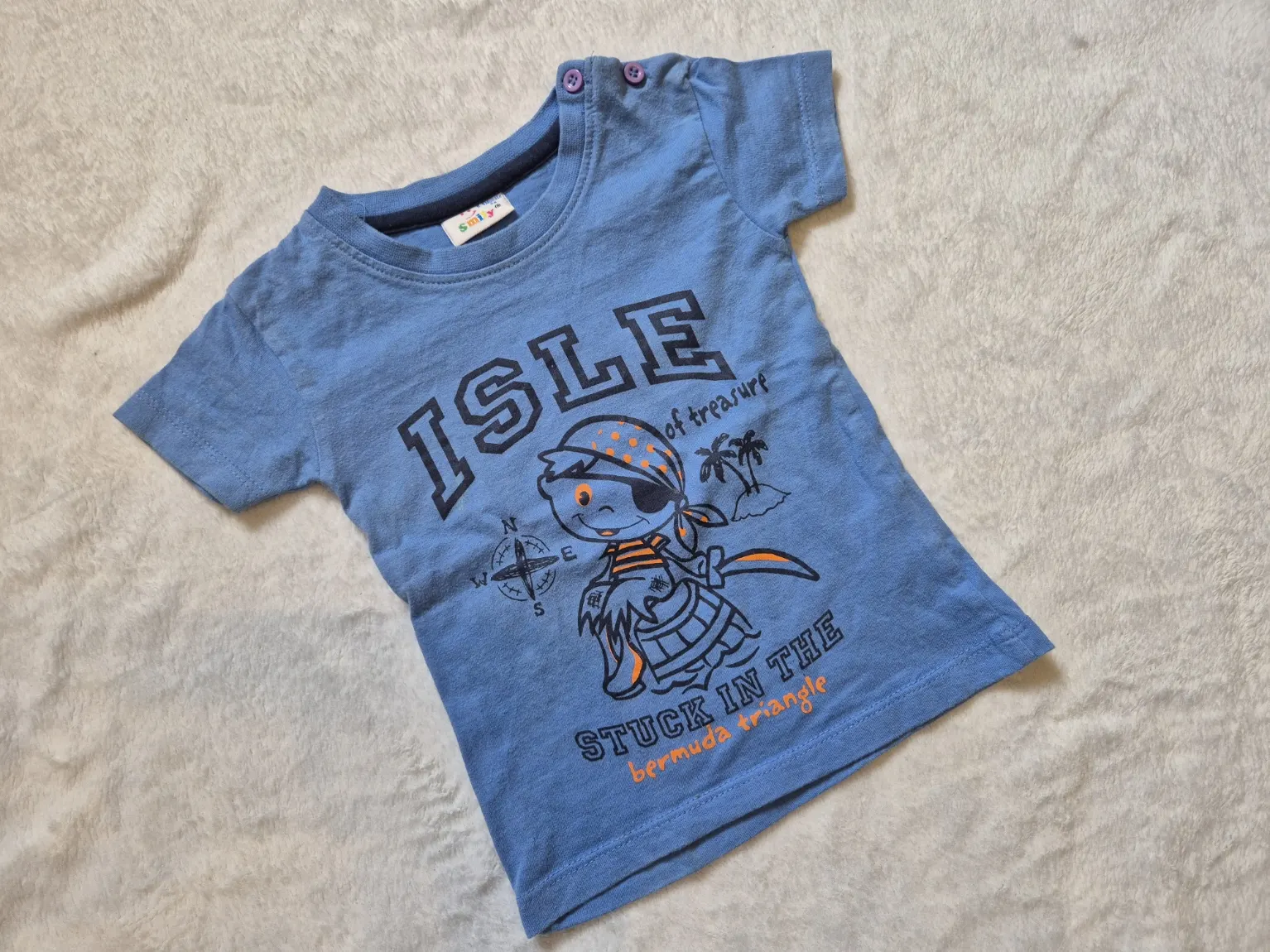 T-Shirt Shirt, Jungen, blau, Smily, Größe 74