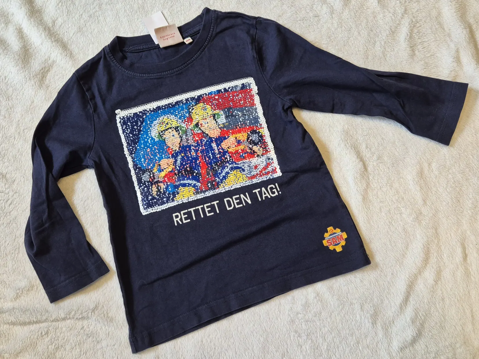 Langarmshirt Paillettenshirt "Feuerwehrmann Sam", Jungen, Größe 104