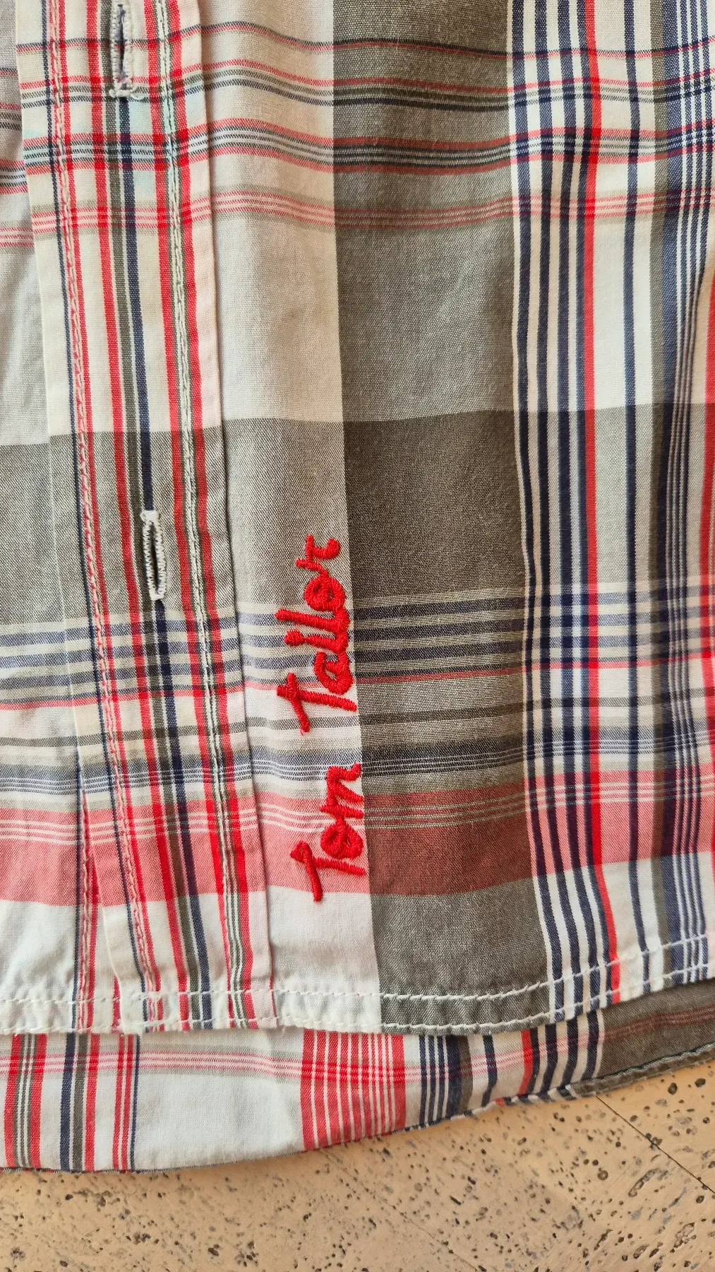 Tom Tailor Langarmhemd Gr. 128 – kariert rot/beige mit Backprint