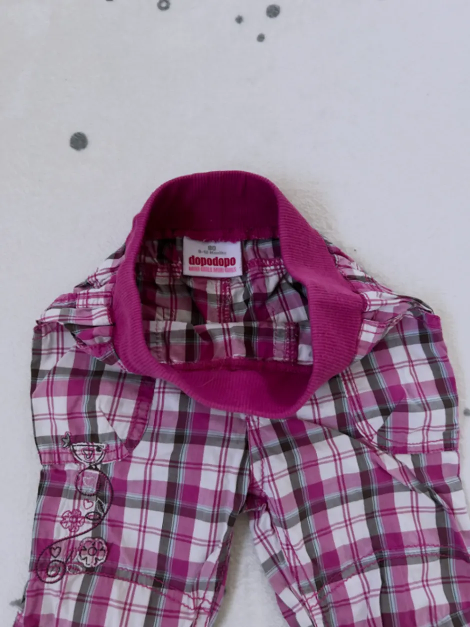 Dopodopo | Schlupfhose | Hose | Gr 80 | Breiter Bund | Lila Kariert