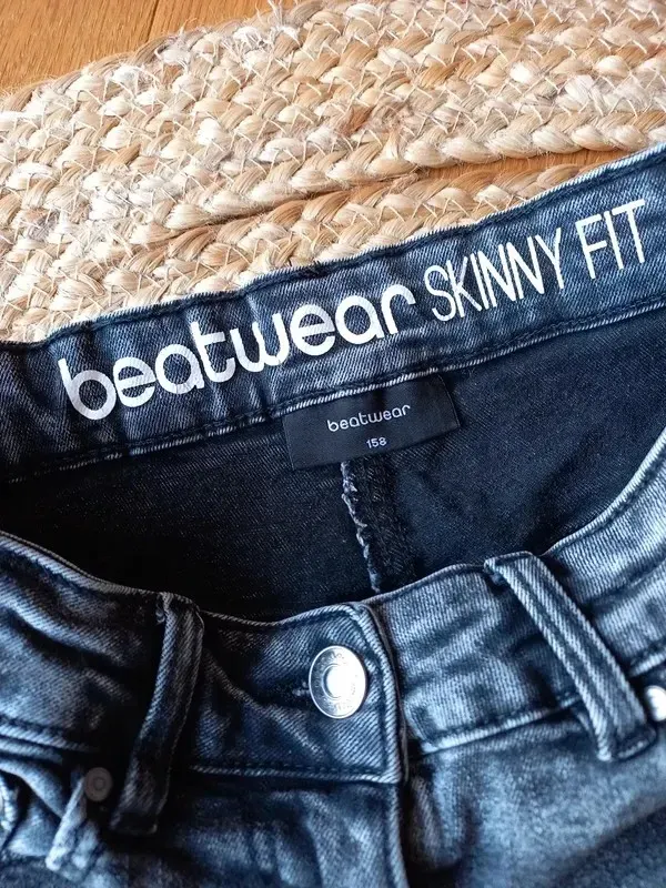 Beatwear Jeans Hose Gr 158 Mädchen, Skinny Fit, schwarz, grau stone washed, 90s