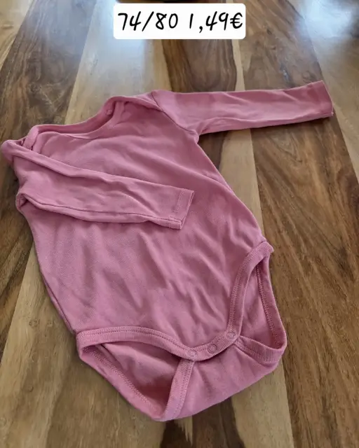 Langarmbody rose 74/80 Body rosa