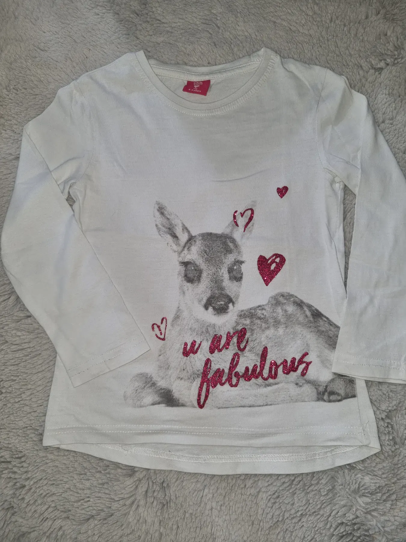 #155 weißes Langarmshirt gr 110 rehprint