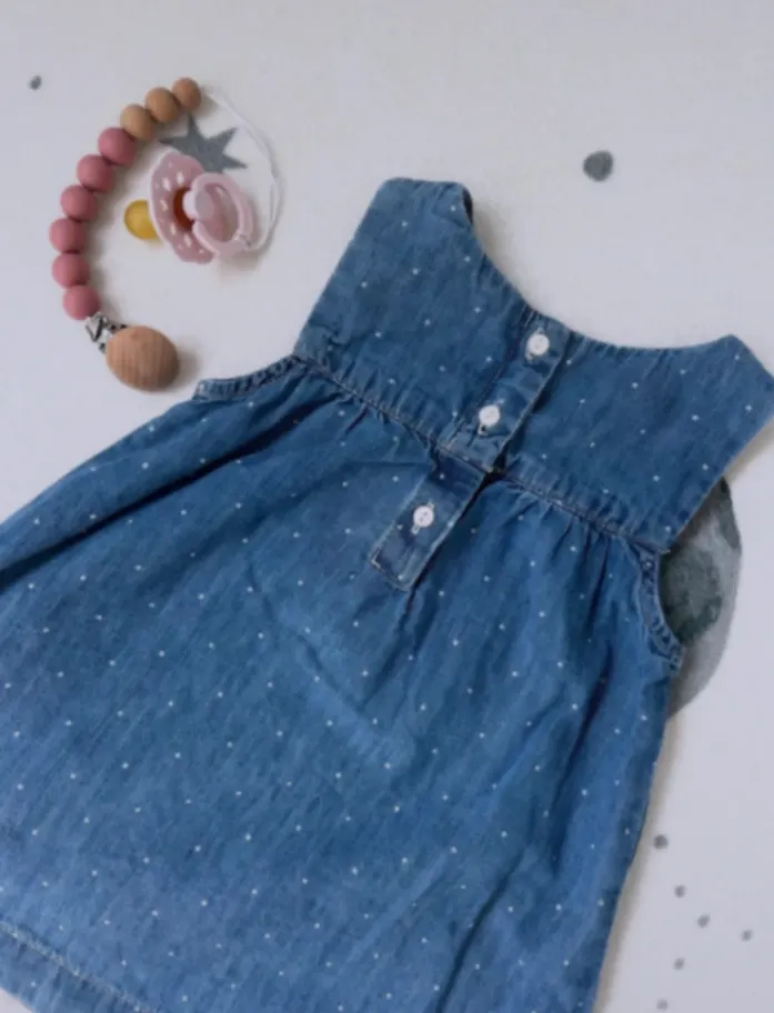 H&M Baby | Jeanskleid mit Punkten | Gr 74 | Wie neu