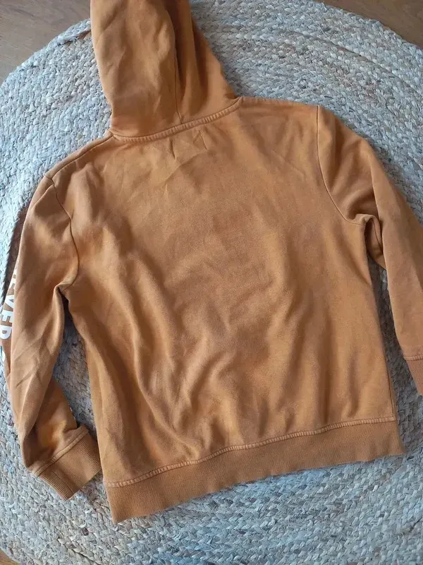 C&A Hoodie Gr 146/152 Junge, Kapuzen Pullover, Pulli, Print, braun, Herbst, Winter