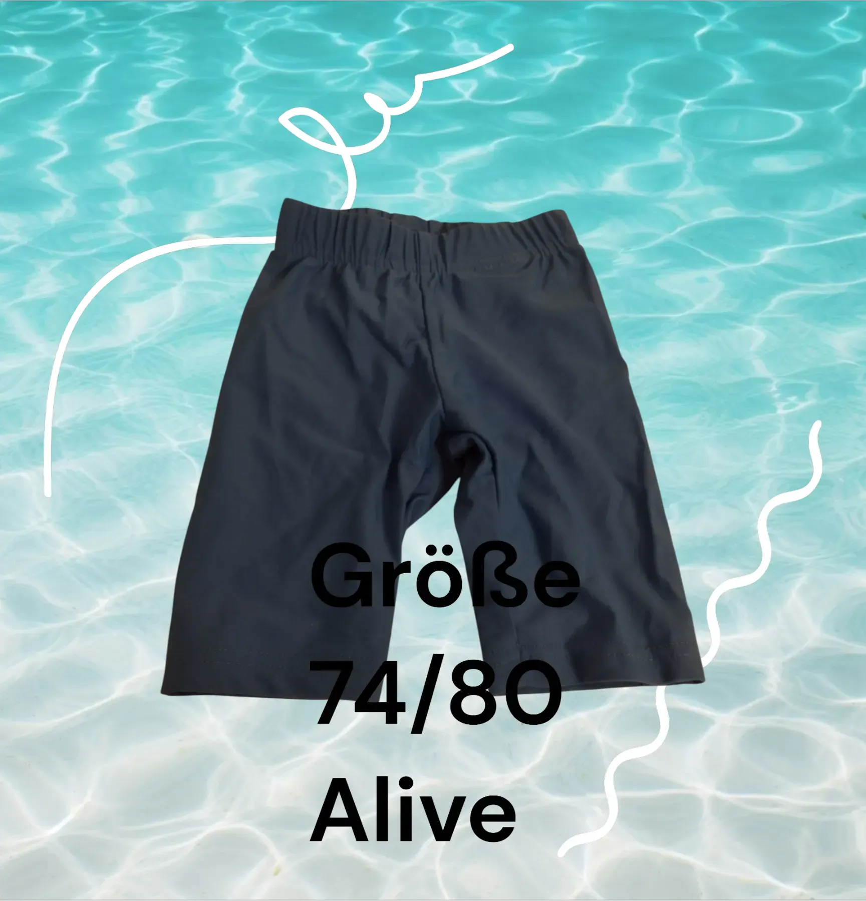 Badehose blau uni UV-Schutz 74/80 Alive