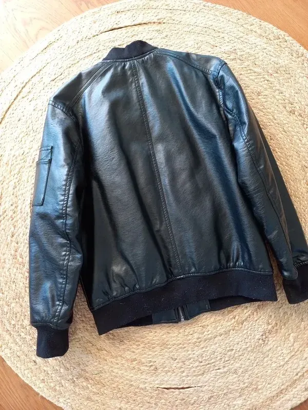 Zara Lederjacke Gr 152, Junge, Kunstleder, schwarz, College Jacke, Herbst