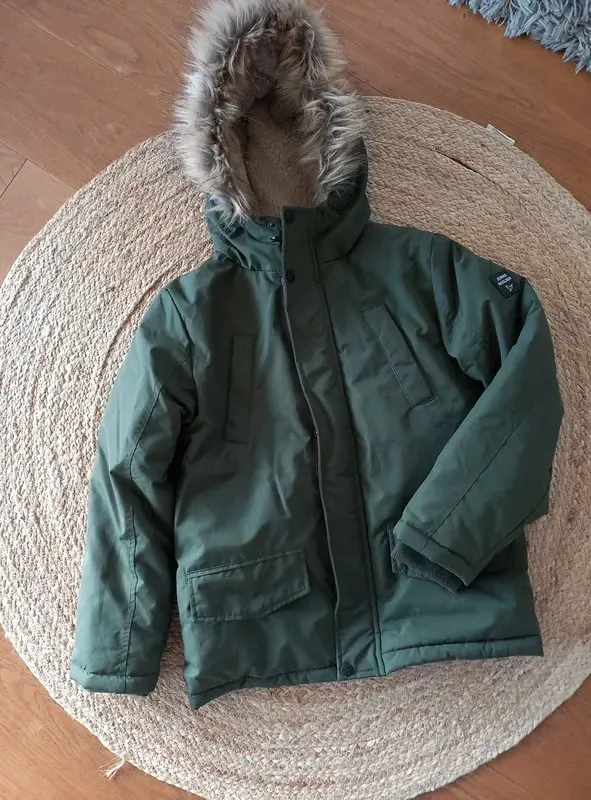 Jonas Nielsen Winterjacke Gr 146, Junge, Parka, khaki Teddy