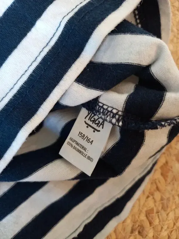Yigga Shirt Gr 152/158/164 Junge, Ringel, Langarm, Bio Baumwolle, schwarz weiss