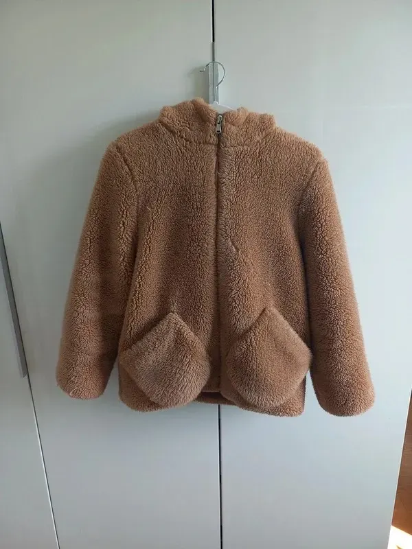 Zara Kuscheljacke Gr 164 Mädchen, caramell, braun, Jacke Übergang Herbst