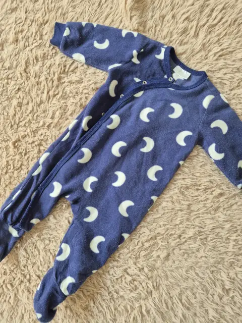 Schlafanzug blau weis mit Monden Größe 68