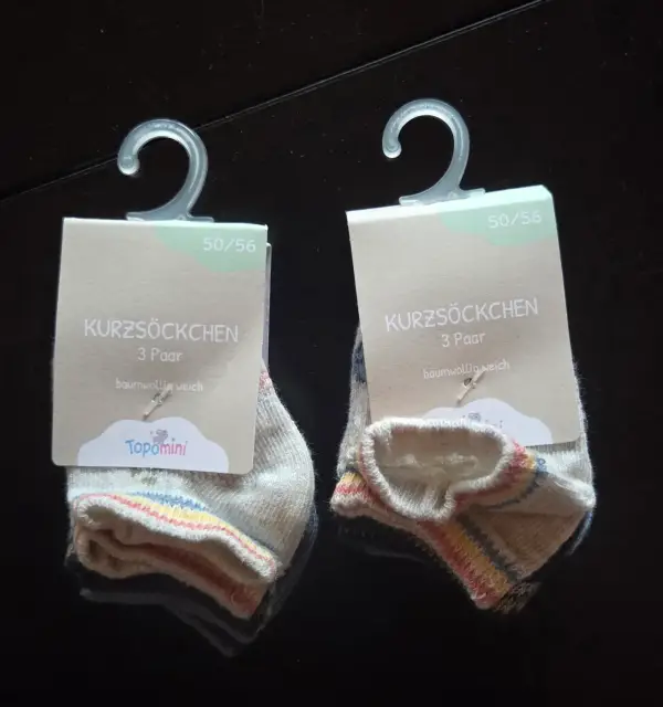 6 Paar neue Babysöckchen – Gr. 50/56 – NEU mit Etikett