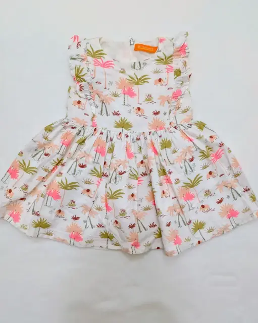 Staccato Sommerkleid - Gr. 74 - Muster: Palmen und Elefanten