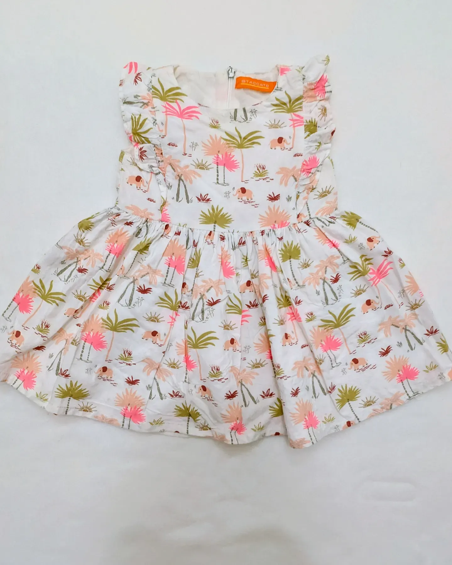Staccato Sommerkleid - Gr. 74 - Muster: Palmen und Elefanten