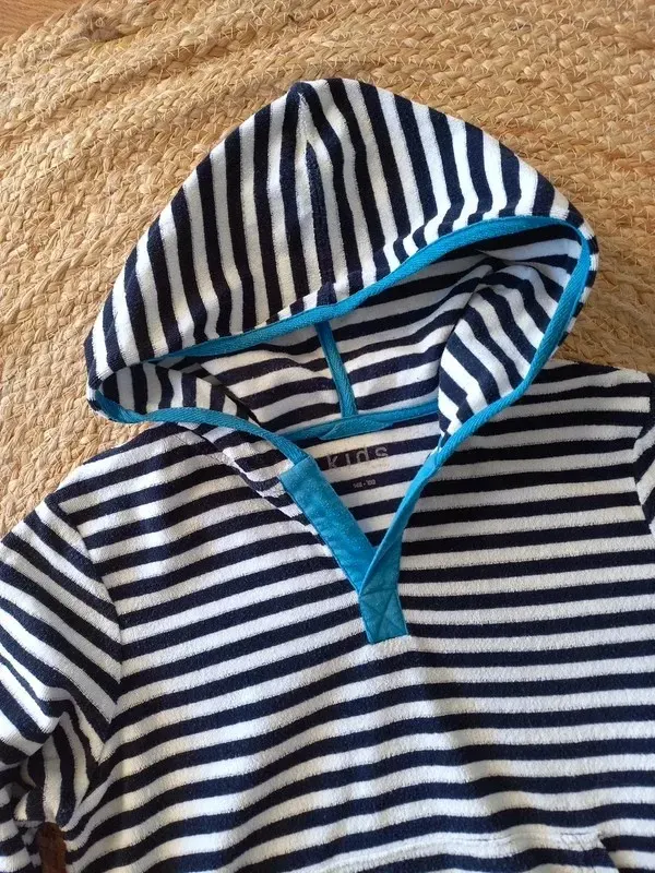 Tchibo Frottee Pullover Gr 140/146/152 Junge, Ringel, navy, weiß, Bade Shirt, Sommer Strand