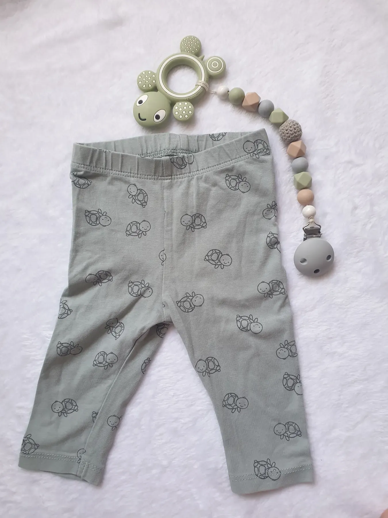 Schildkröte Set Legging, Schnullerkette, Beißanhänger