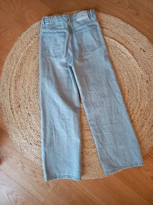 Zara Jeans Gr 152 Mädchen, weites Bein, wide leg, high Raise, grau