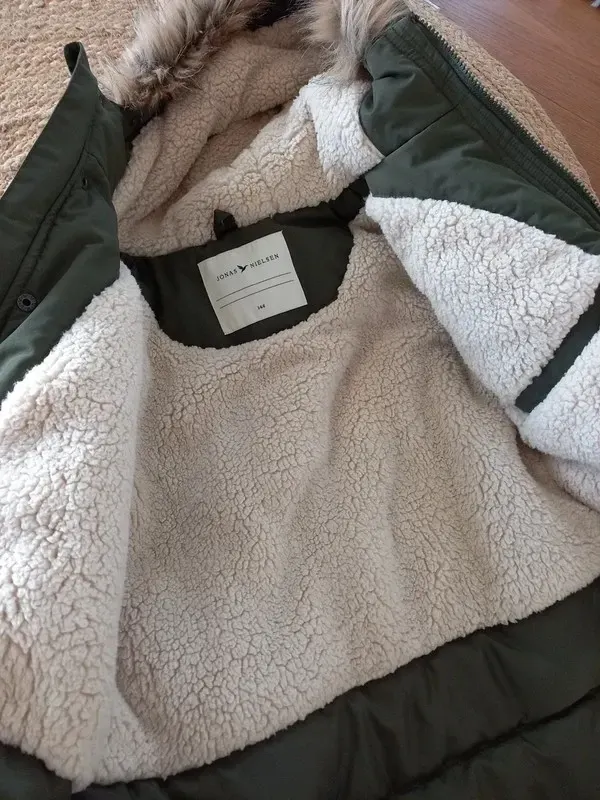 Jonas Nielsen Winterjacke Gr 146, Junge, Parka, khaki Teddy