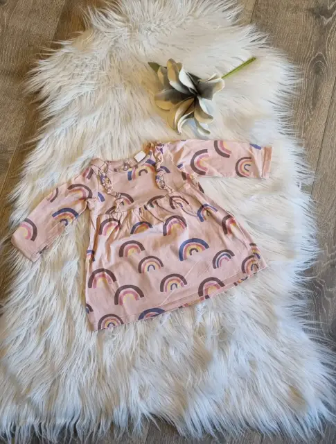 Mädchen Baby Langarmkleid Sommer Gr. 68 ~Volant/Rüschen~ Regenbogen H&M