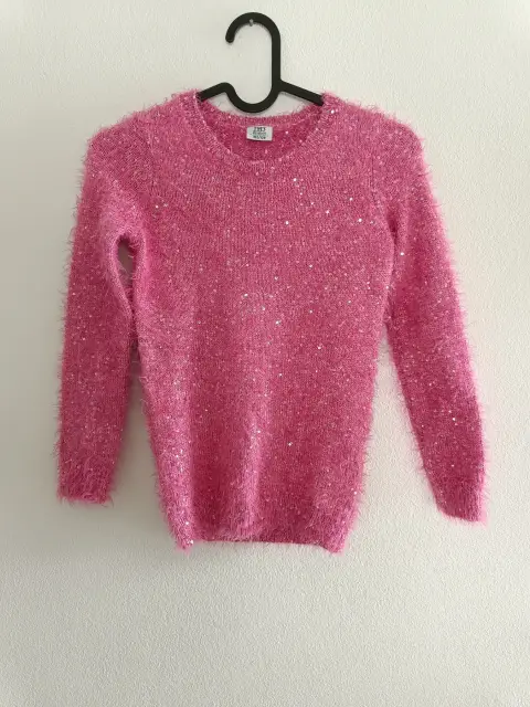 Pullover pink mit Pailletten Gr. 122/128