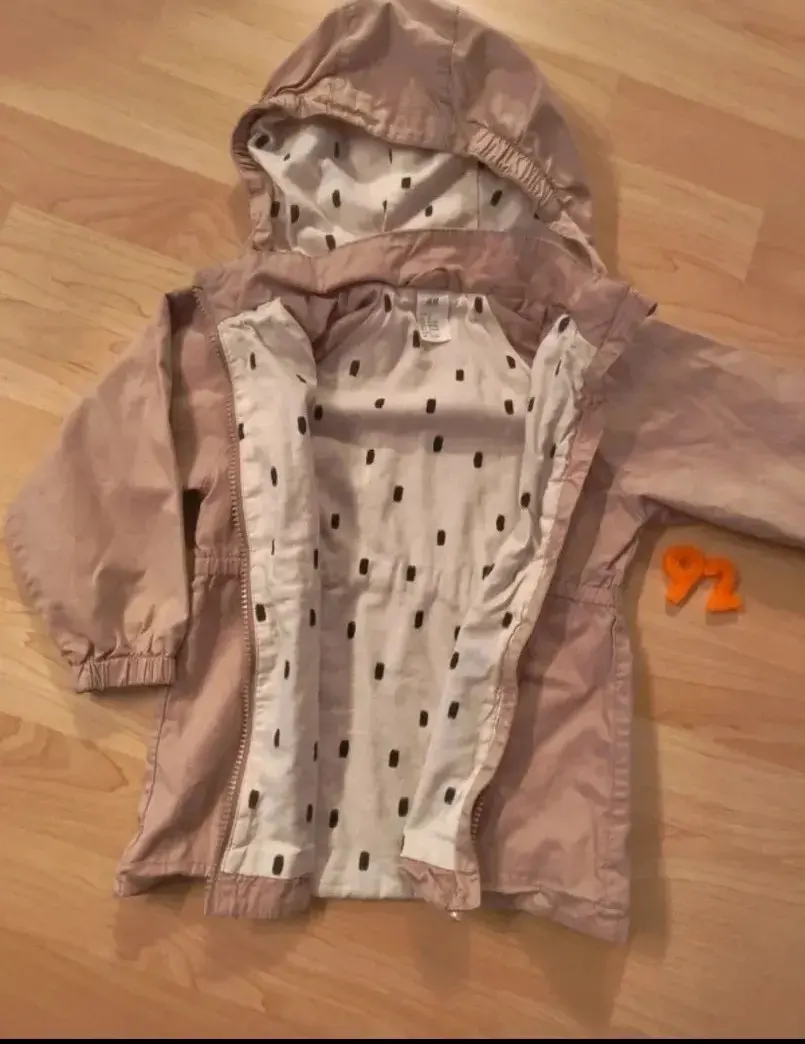 H&M Parka dünne Jacke Übergang helles Matt rosa Größe 92