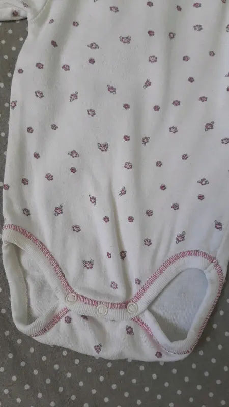 BioBaby Blümchen Body Gr 62/68 Baby Mädchen, creme, Langarm, Bio Baumwolle