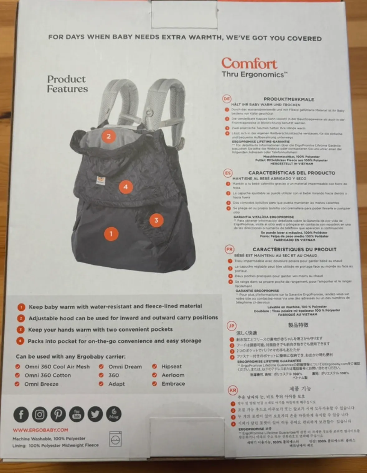 Tragecover | Windschutz all weather | ergobaby Cover Babytrage