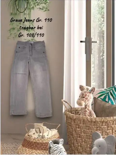 Graue Jeans Gr. 110 tragbar bei Gr. 104/110
