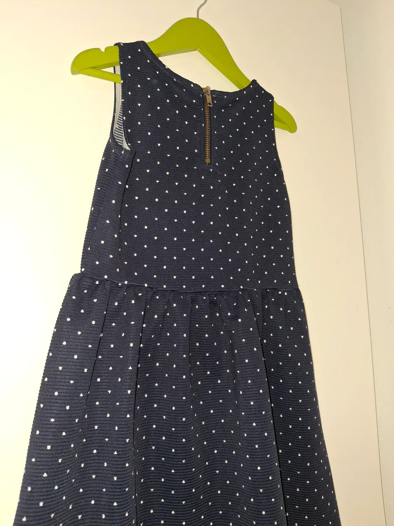 H&M French La Petite Pop Navy White Polka Dot Kleid mit Trägern 122/128