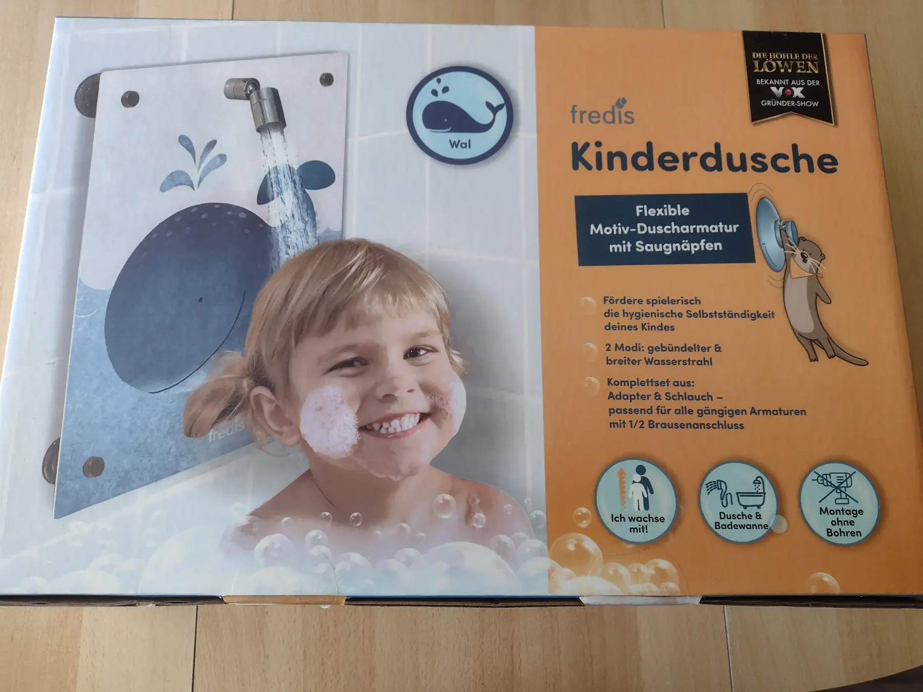 Fredis Kinderdusche Motiv Wal Original verpackt Montage ohne Bohren
