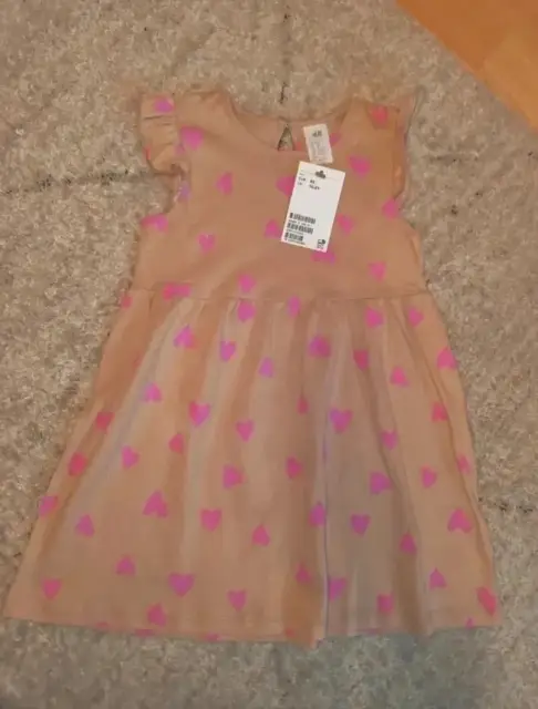 Kleid Kurzarm ärmellos mit Herzen H&M neu Größe 92 18-24M