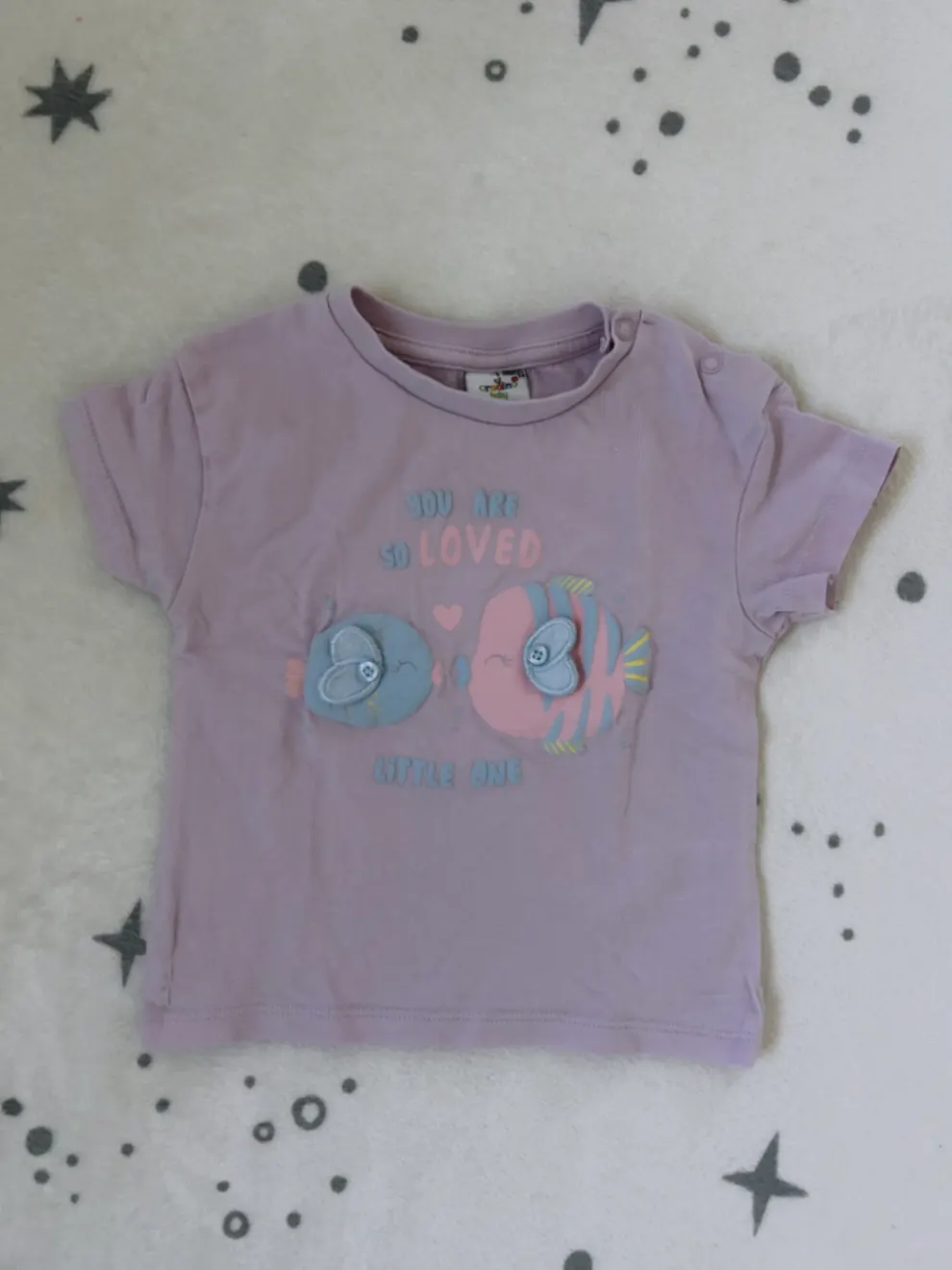 Orsolino | T Shirt | Gr 74 | Lila | mit Fischen