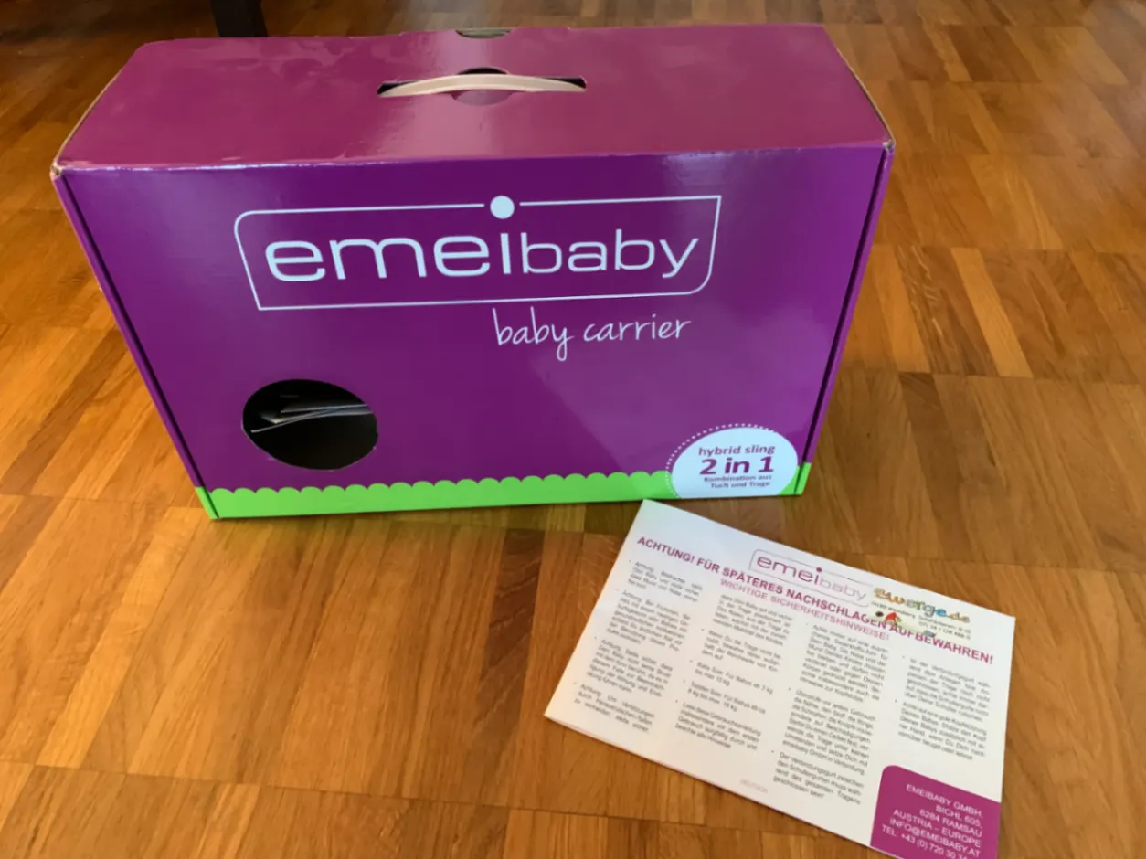 Emeibaby ergonomisch, Tragetuchstoff, Weiße Hasen, Babysize mit Schnallen, OVP, Trage, Fullbuckle
