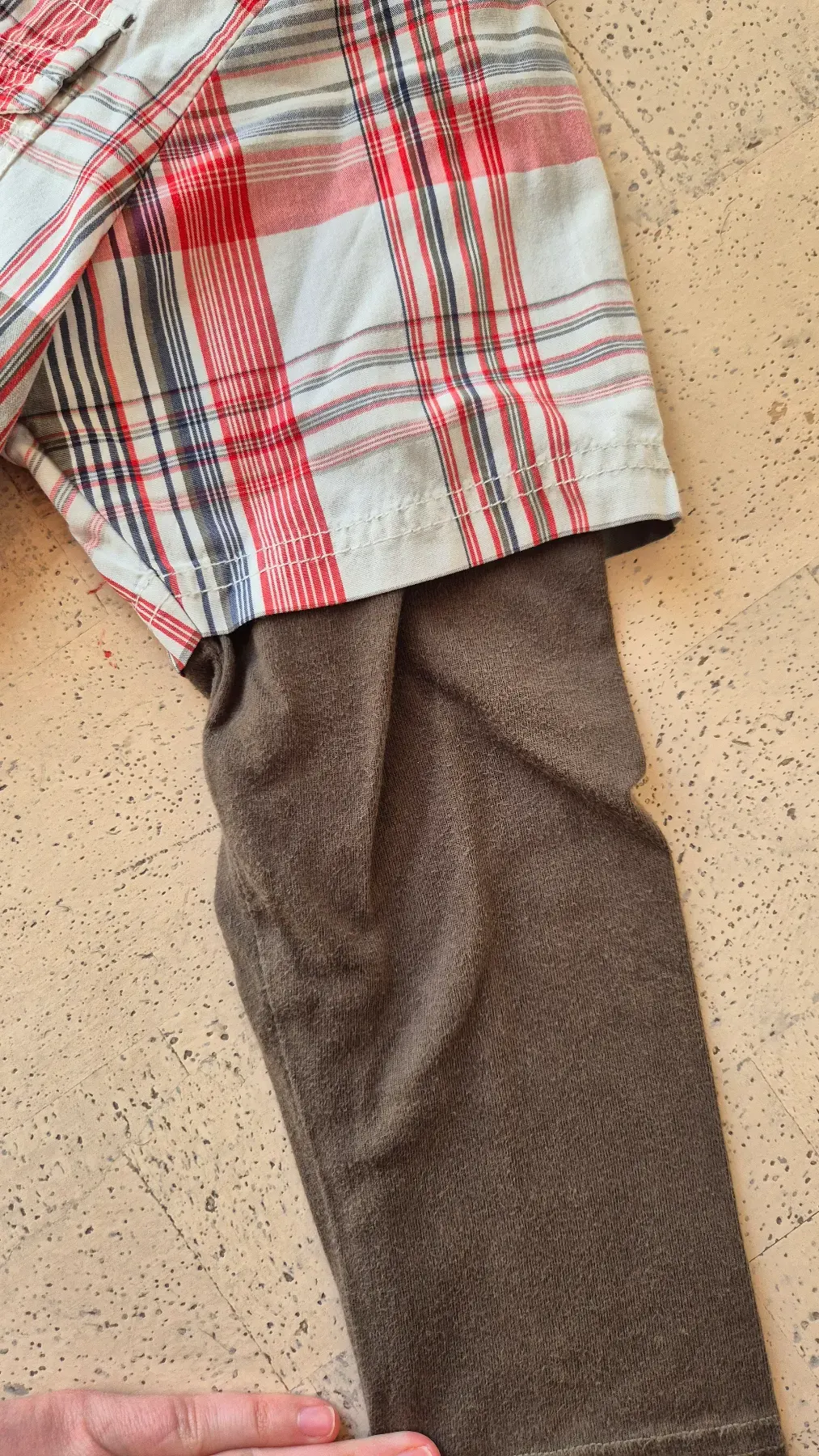 Tom Tailor Langarmhemd Gr. 128 – kariert rot/beige mit Backprint