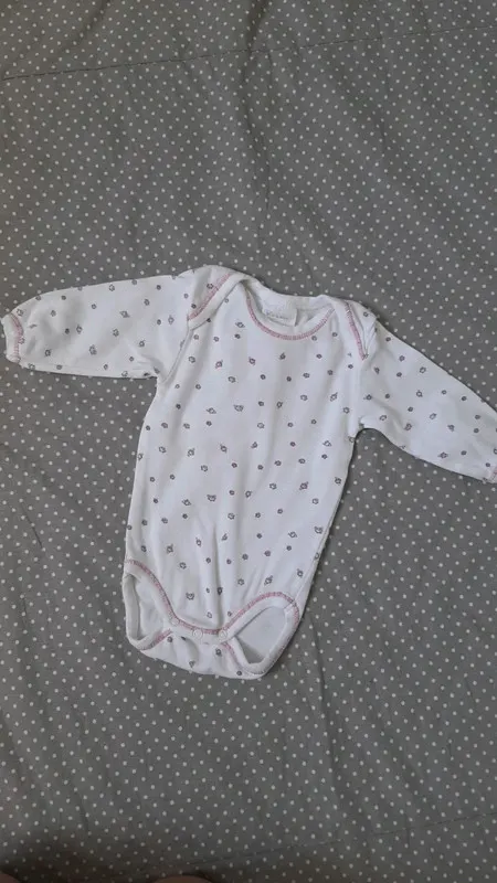 BioBaby Blümchen Body Gr 62/68 Baby Mädchen, creme, Langarm, Bio Baumwolle