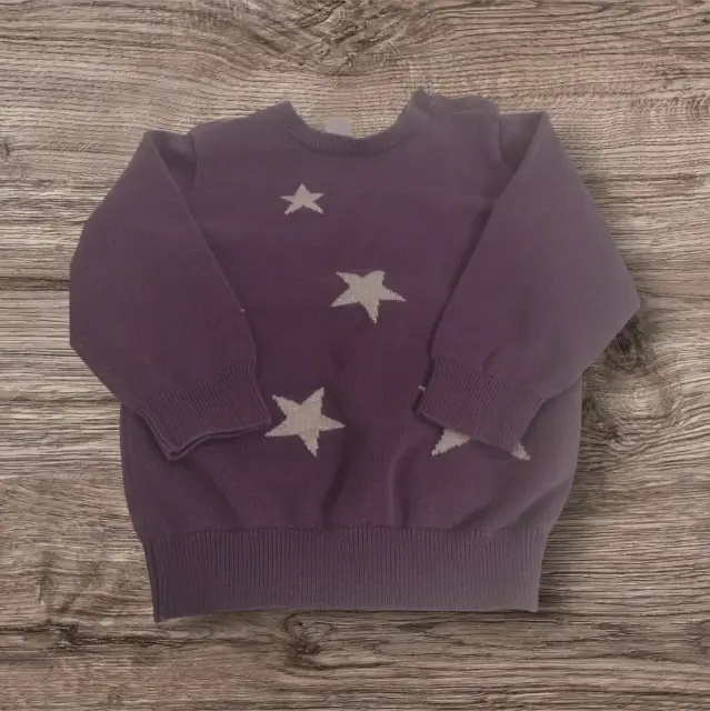 Pullover lila Sterne Knöpfe
