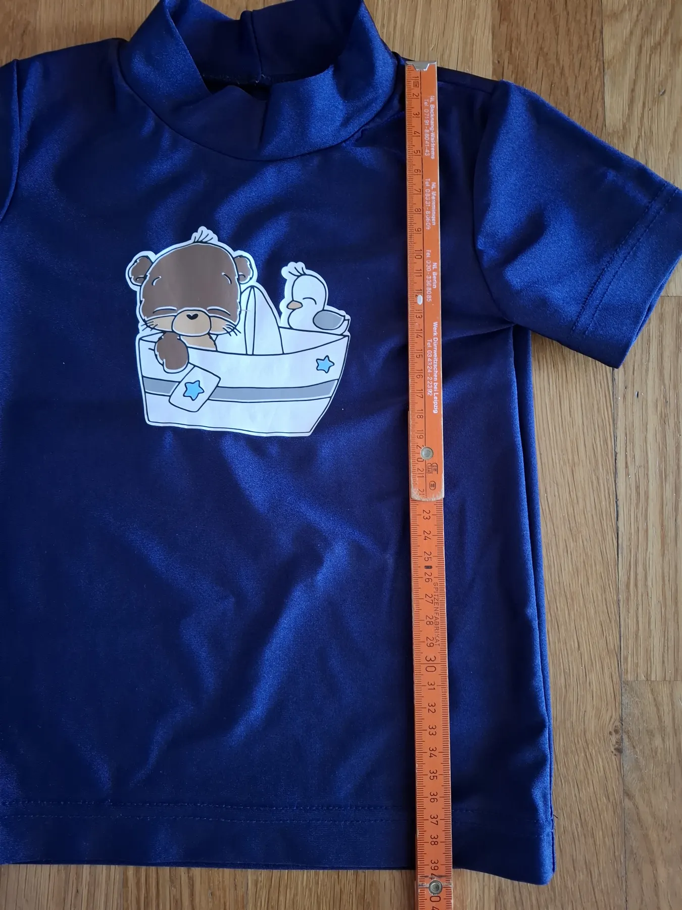 Set: Badehose & UV-Shirt 110 handmade Unikat Otter blau