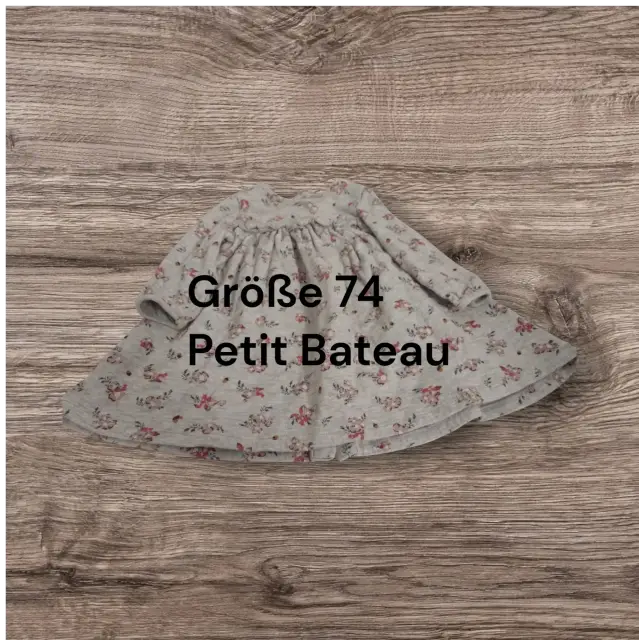 Winterkleid/Strickkleid grau mit Blumen 74 Petit Bateau