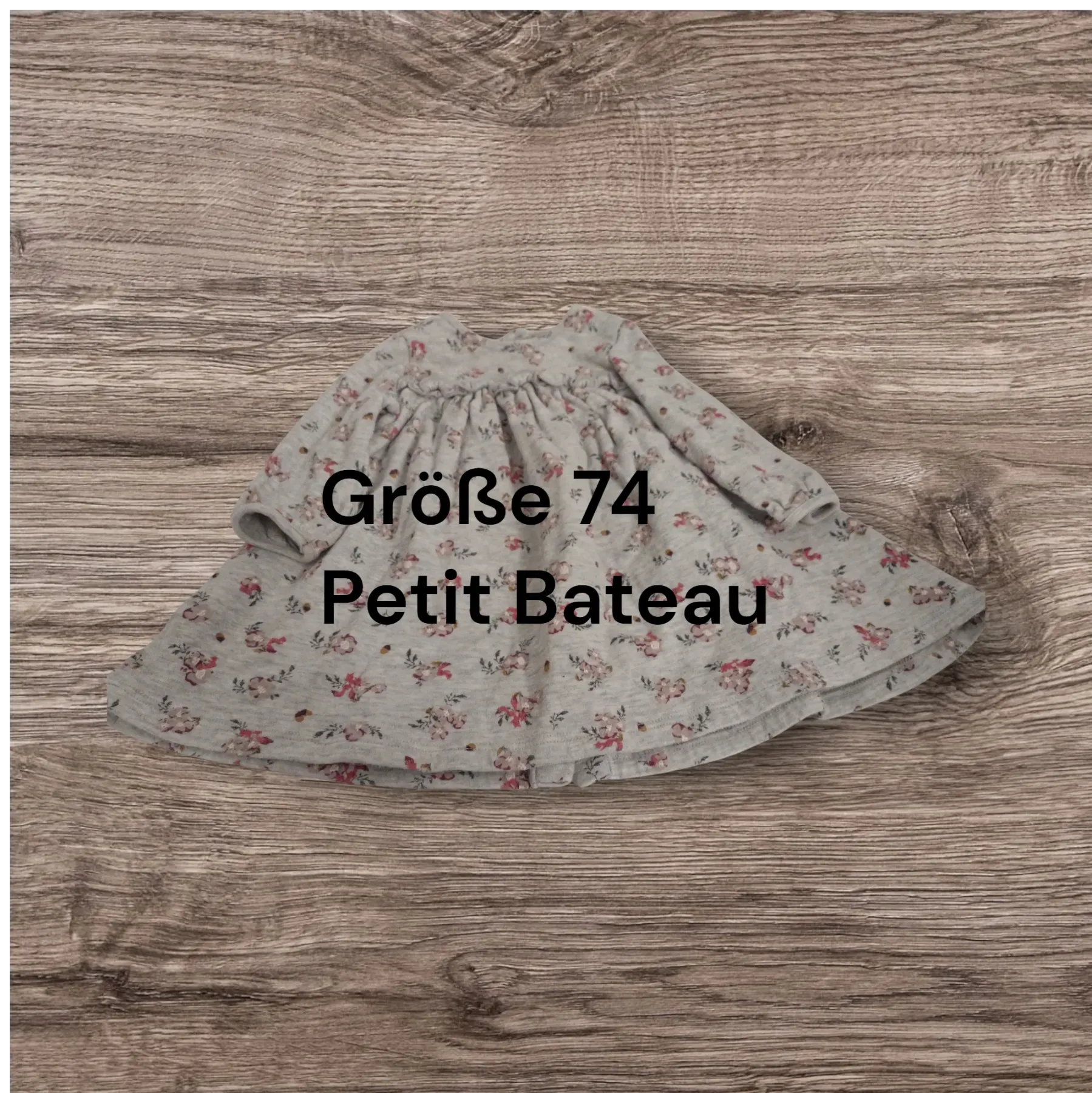 Winterkleid/Strickkleid grau mit Blumen 74 Petit Bateau
