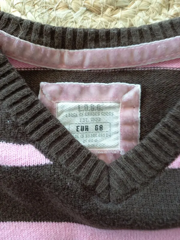 H&M Pulli Gr 68 Baby Girls, Mädchen, Ringel, braun, rose, Herbst Winter