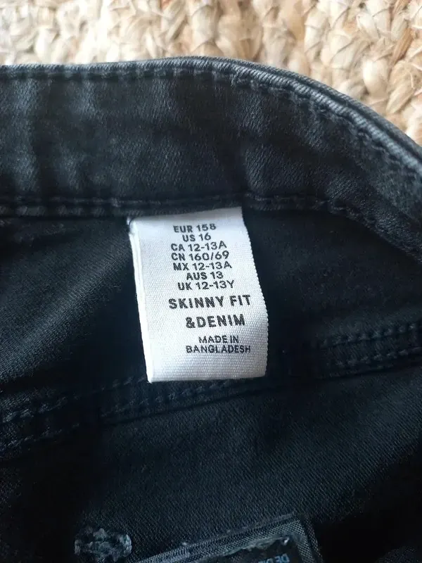 H&M Skinny Jeans Gr 158 Mädchen, schwarz, Hose, Frühling Herbst