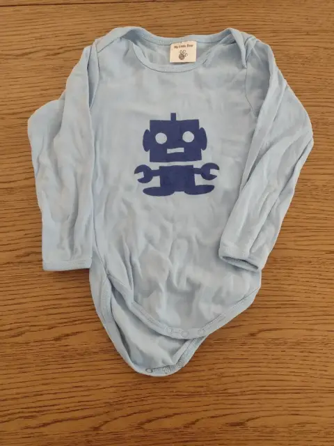 Langarmbody blau Roboter 86/92 my little Bear