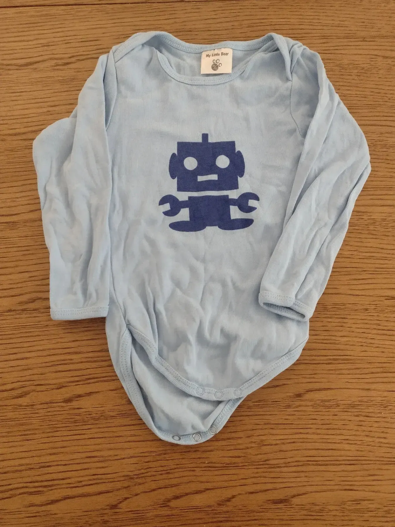 Langarmbody blau Roboter 86/92 my little Bear