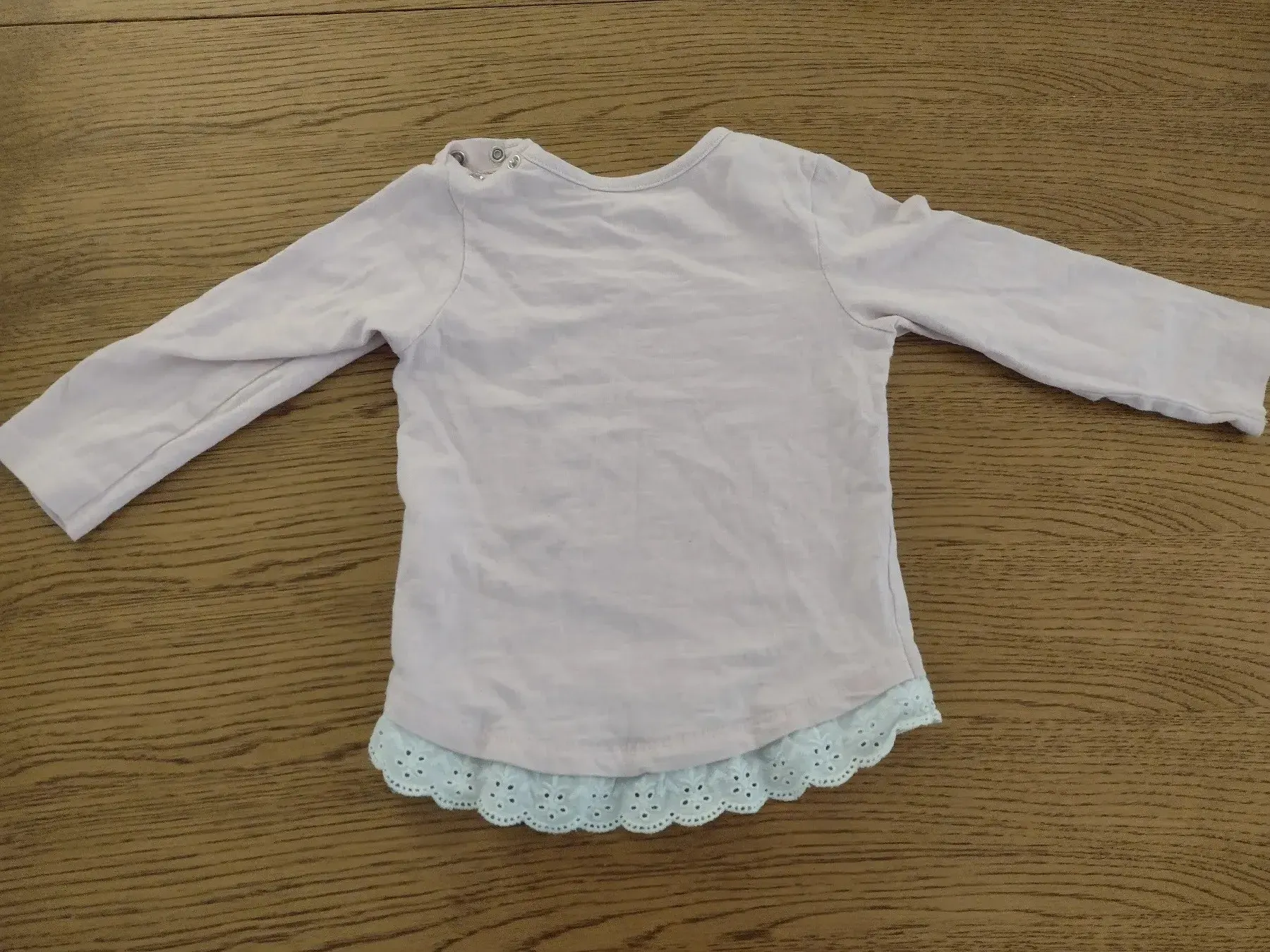 Langarmshirt/Longsleeve rosa Hasen mit weißer Spitze 86 Topomini