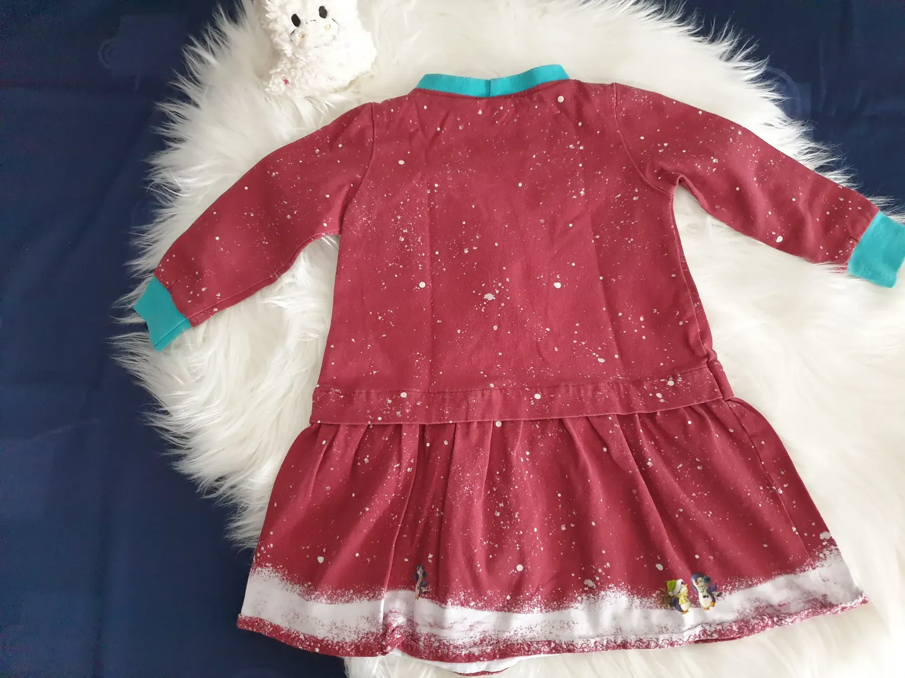 Langarmkleid handmade Pinguin - Gr. 86/92