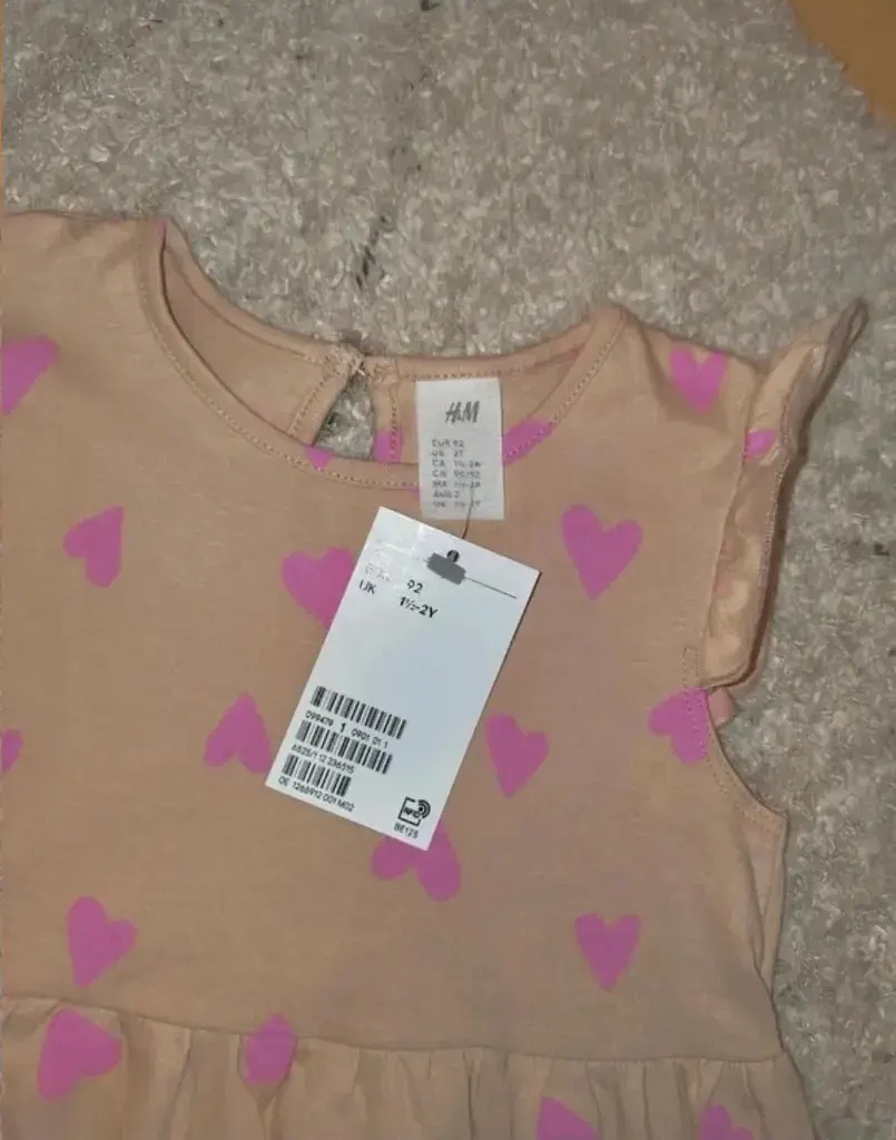 Kleid Kurzarm ärmellos mit Herzen H&M neu Größe 92 18-24M