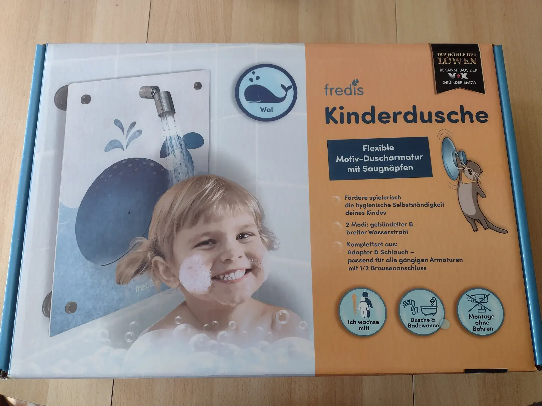 Fredis Kinderdusche Motiv Wal Original verpackt Montage ohne Bohren