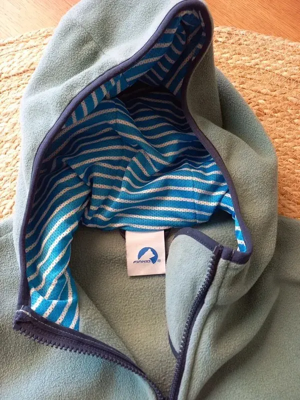 Finkid Fleece Jacke Gr 140/146/152, Junge, Paukku, Übergang, mint, türkis, Ringel, Herbst, Frühling