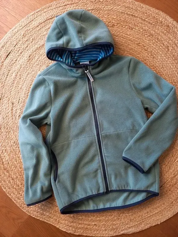 Finkid Fleece Jacke Gr 140/146/152, Junge, Paukku, Übergang, mint, türkis, Ringel, Herbst, Frühling